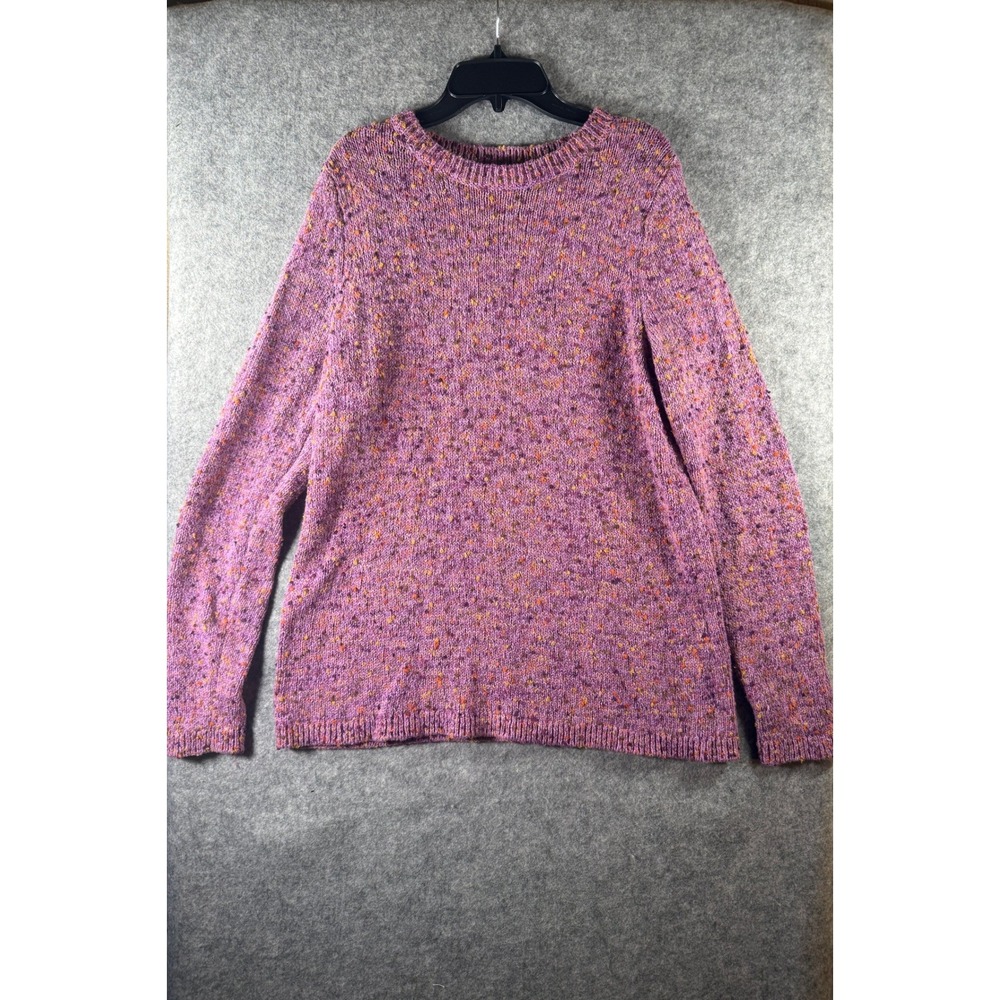 J. Jill Purple Confetti Knit Crew Neck Sweater Womens Small Marl Long Sleeve